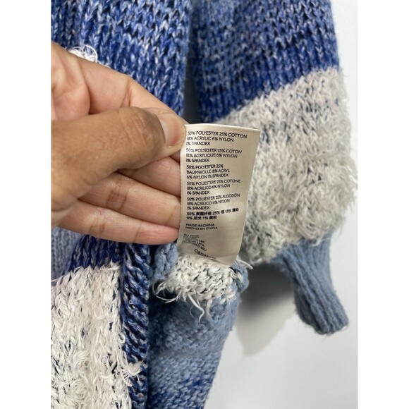Free People Sweater Dress M Making Waves Blue Striped Eyelash-knit Granola Girl - Picture 9 of 13